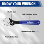WORKPRO 3-Piece Adjustable Wrench Set, 6in, 8in & 10in Wrenches with Ergonomic Grip for Home, Garage, Workshop - Image 2