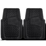 Auto Drive 2PC Rubber Floor Mats Diamond Plate Black- Universal Fit for Cars, Trucks,AD071714B