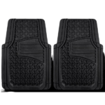 Auto Drive 2PC Rubber Floor Mats Diamond Plate Black- Universal Fit for Cars, Trucks,AD071714B