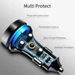 Auto Drive Quick Charge 3.0 Car Charger with Blue and Red Pulsing Light, 36W Charging Ports - Image 6