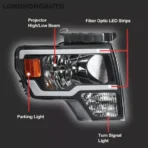 MOSTPLUS Pair Front LED DRL Headlights Assembly for 2009-2014 Ford F150 F-150 Pickup - Image 2